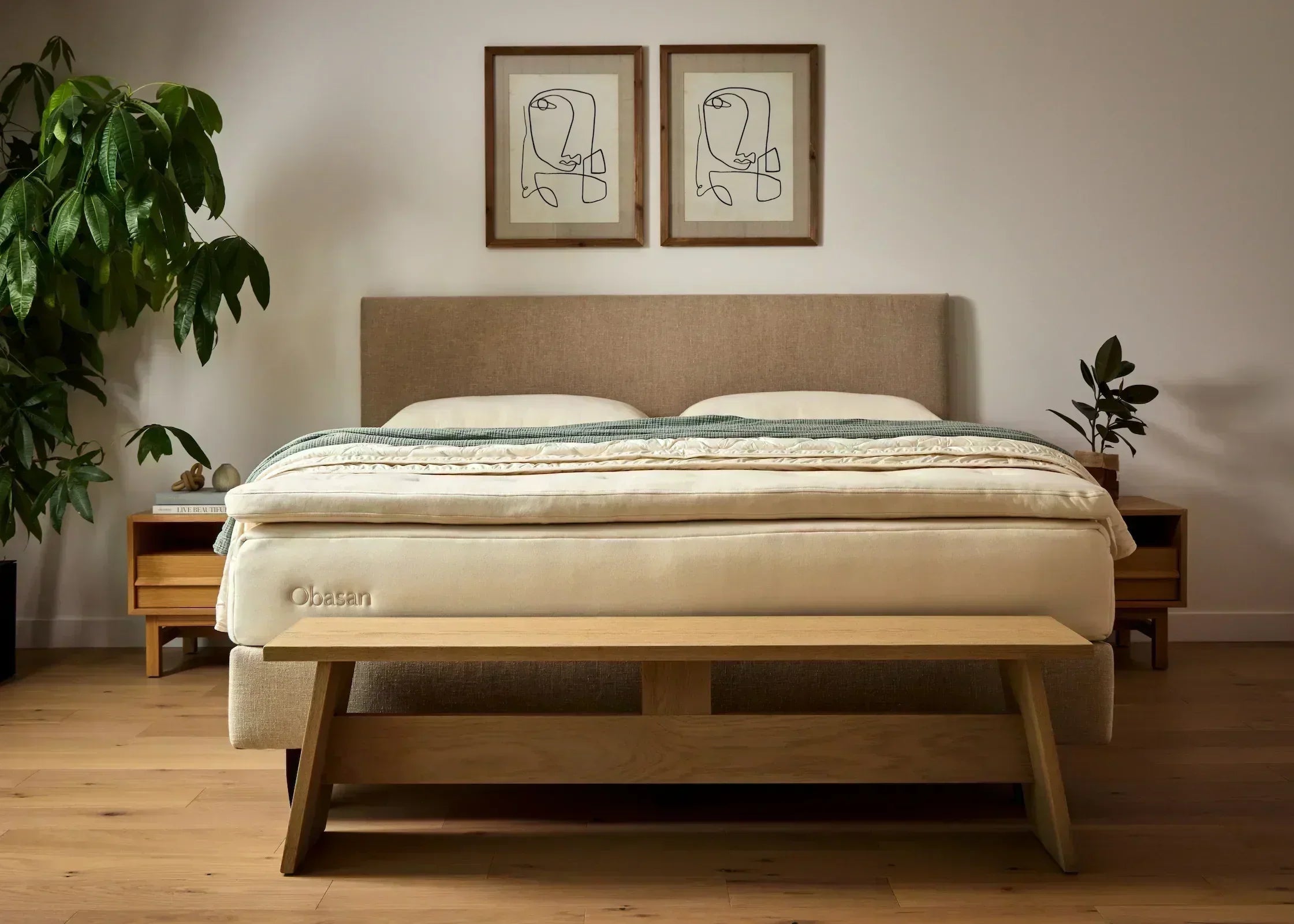 bedroom with duvet folded across foot of bed